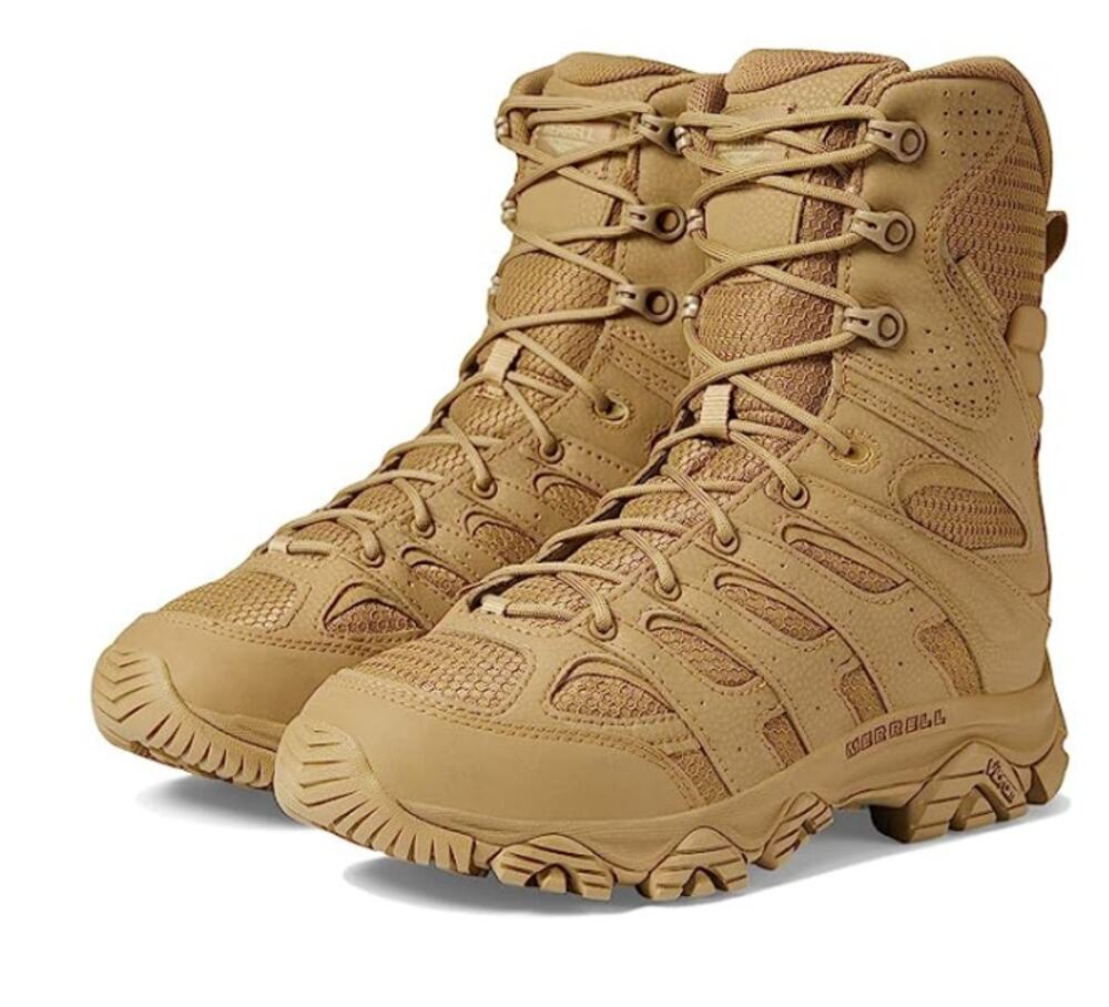 Merrell Work Moab 3 8" Tactical Zip Boots Mens 6.5 Womens 8 Tan Leather WP NIB